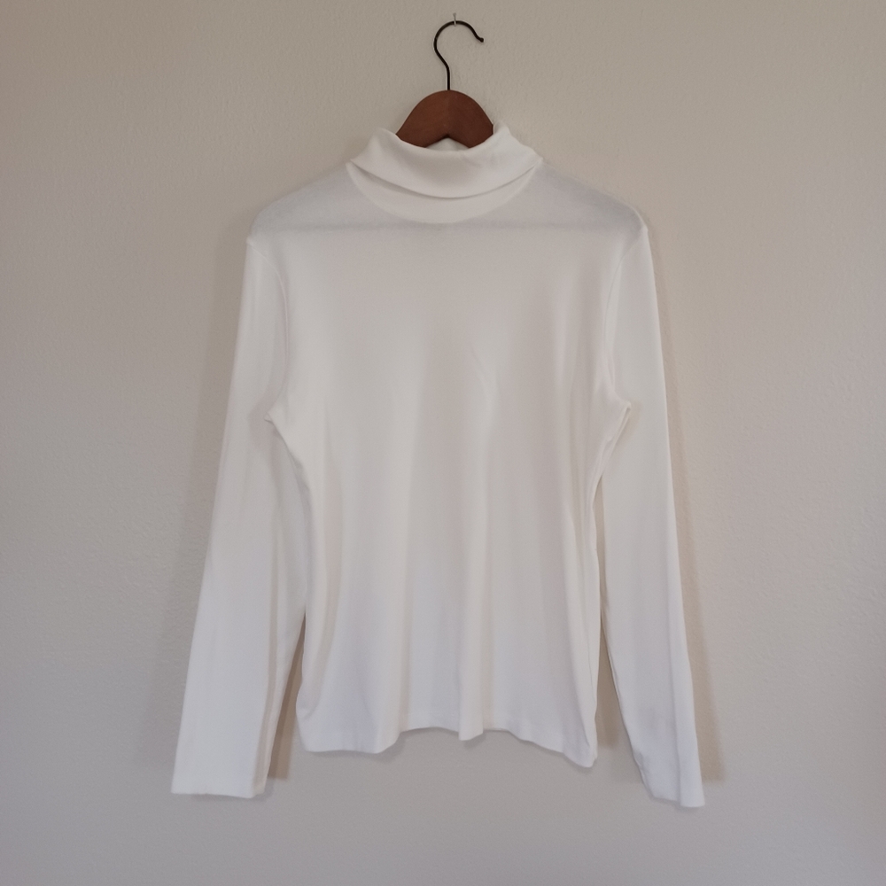 Jones New York Sport White Cotton Long Sleeve Turtleneck Top Size Women's XL
